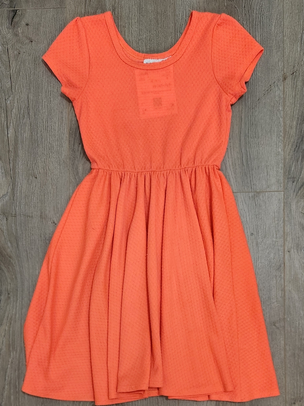 Girls Dot Dot Smile Orange Short Sleeve Fit & Flare Dress